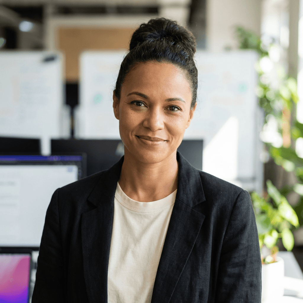 Female office manager in her 40s in a modern office